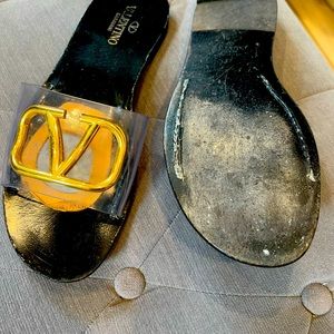 Cute Valentino slides clear with black bottom